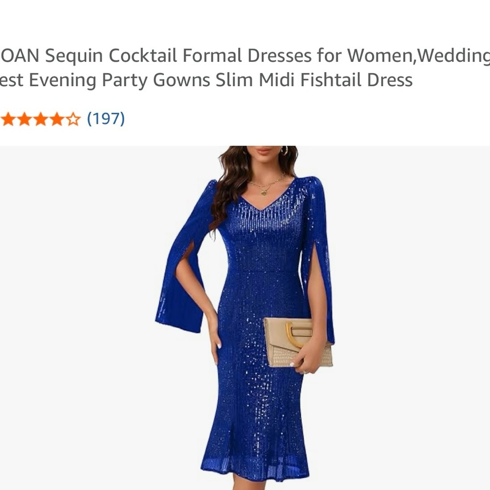 Sequin blue cocktail formal fishtail dress
